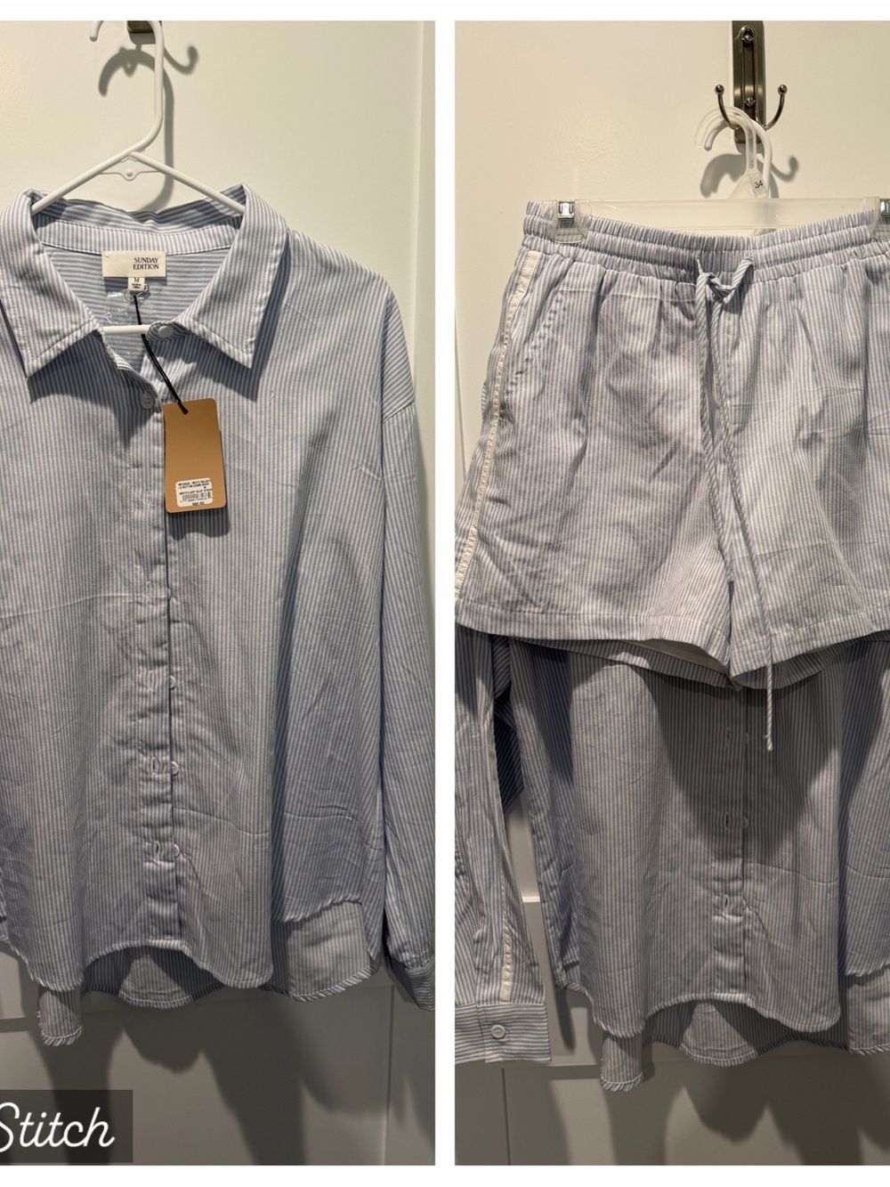 Matching set, womenβs Medium Top, Small bottom, seersucker